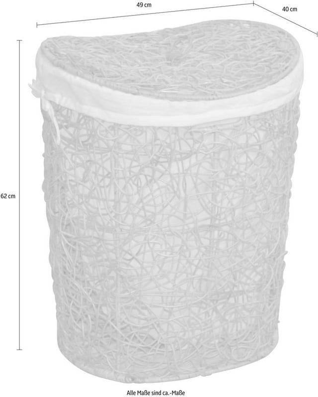 my home Wäschekorb, Rattan-Geflecht, mit Stoffeinsatz und Deckel, Höhe 62 cm