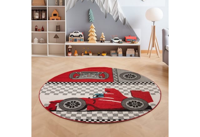 SIMPEX24 Teppich Rennwagen, Läufer, Höhe: 11 mm, Kinderteppich Rennwagen Teppich Baby Teppich Kinderzimmer Pflegeleicht