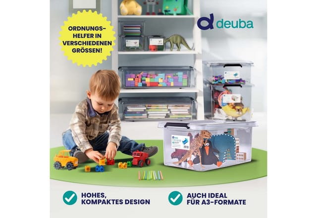 Deuba Aufbewahrungsbox, 40L Deckel Kunststoff Organizer Ordnungsboxen BPA frei stapelbar Küche
