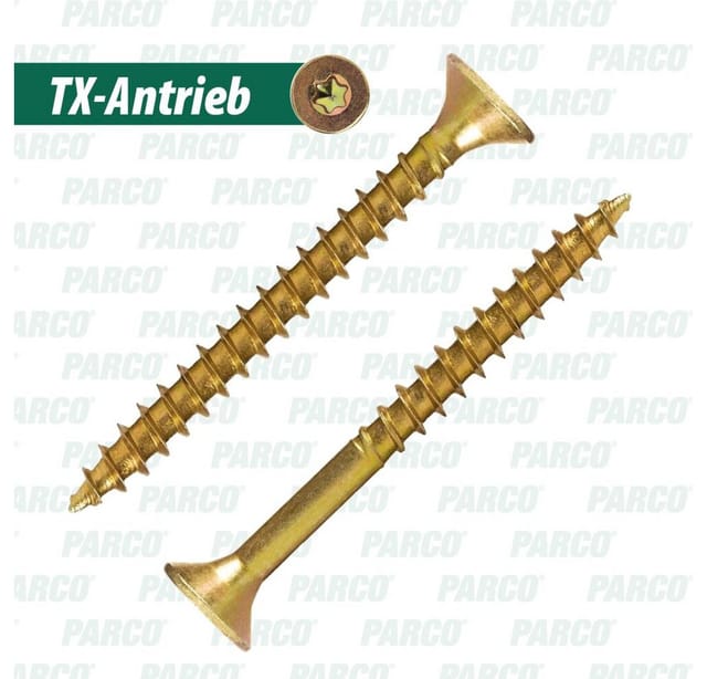 PARCO Schrauben- und Dübel-Set Spanplattenschrauben Sortiment Holzschrauben 1400/4900 Stück, (4900 St), Torx-Antrieb, Rostschutzbeschichtung