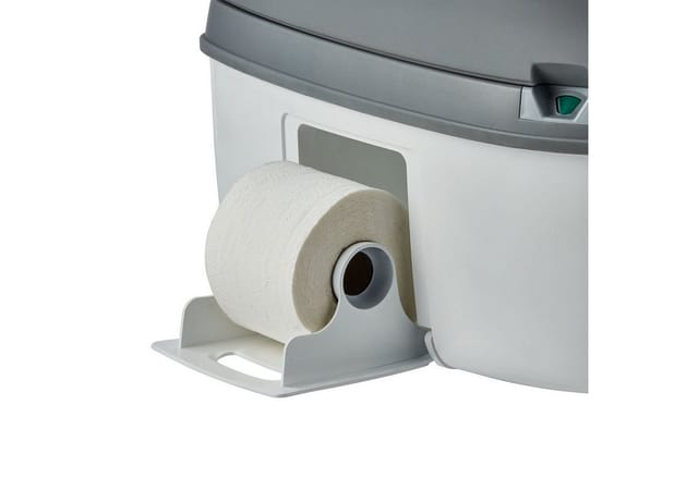 Enders® Campingtoilette Supreme Green Set, (Spar-Set, inkl. 0,75L RINSE + 0,75L GREEN + 4 Rollen selbstaufl. Toilettenpapier), integrierter Papierhalter, Belüftungstaste, Deckel + Brille abnehmbar