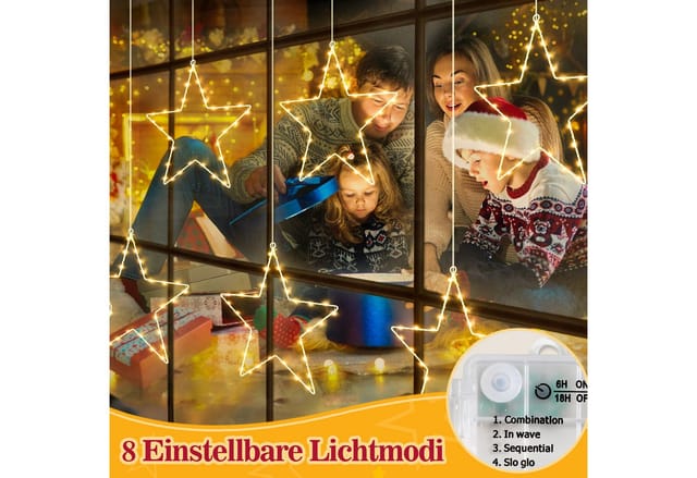 Salcar LED Stern LED Fensterdeko SternLED Weihnachtsstern Fensterlichter Weihnachtsdeko, LED fest integriert, Batteriebetrieben mit Timer, 8 Modi Weihnachtsbeleuchtung