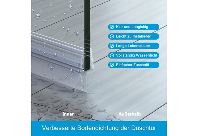 MEYKOERS Duschdichtung Ersatzdichtung 80-100 cm Wasserabweiser für 7-8 mm Glas, L: 80 cm