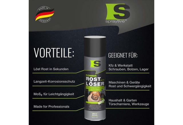 Spraytive 6x 500ml Rostlöser MoS₂ Spray – Schnellrostlöser mit Korrosionsschutz Rostentferner (Made in Germany)