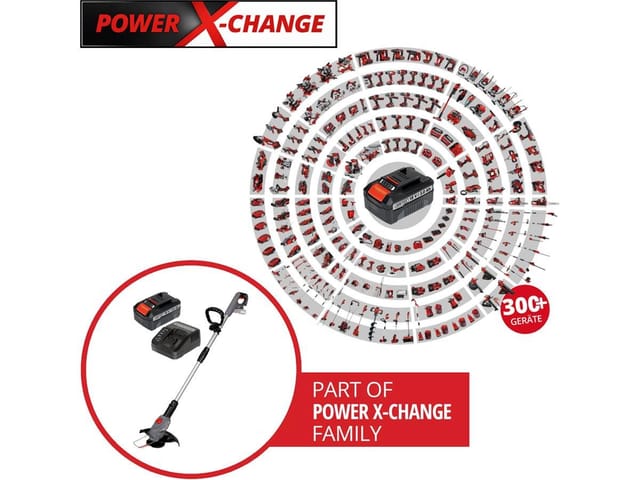 KRAFTIXX® Rasentrimmer-Deflektor KX-ART 1826 Li, Set 23-St. Inkl. 3,0 Ah Akku und Ladegerät), kompatibel mit Einhell Power X-Change Akkusystem
