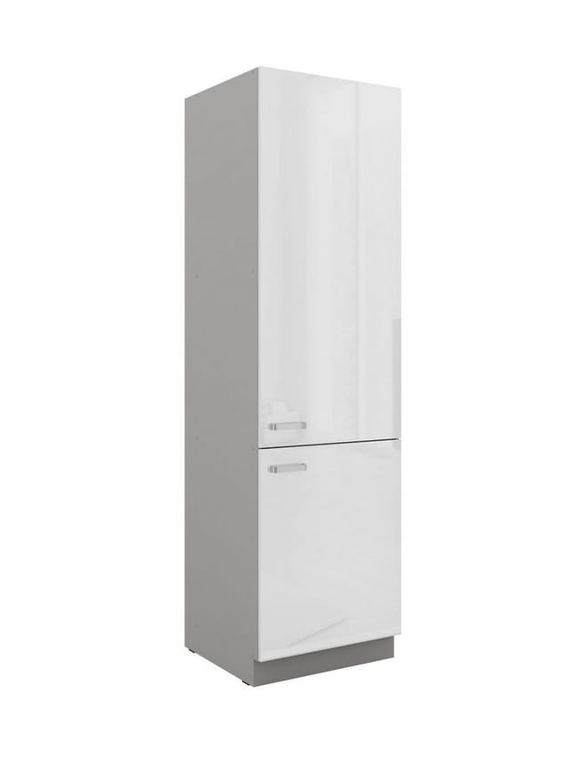 Küchen-Preisbombe Hochschrank 60 cm Küche Bianca Weiß Hochglanz + Grau Küchenzeile Küchenblock