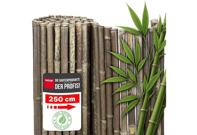 NOOR Sichtschutzzaunmatten Bambusmatte DELUXE - extra dicke Bambusstäbe, stilvoller Sichtschutz für Garten, Terrasse und Balkon