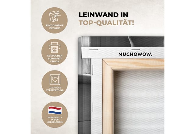 OneMillionCanvasses® Leinwandbild Scottish Highlander - Kuh - Zeitung - WC - Schwarz und weiß, Fotodruck (1 St), Bilder für Badezimmer, Bad und Toiletten Deko, Bild WC 30x20 cm