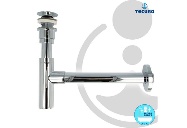 tecuro Siphon Siphon mit Pop Up Ablaufventil verchromt - Set für Waschtisch, (Ablaufventil und Flaschensiphon)