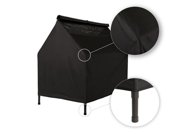 lionto Hundehütte für drinnen & draußen, Hundeliege mit Dach, 90x65x85 cm, schwarz, wetterfester Hundeliegeplatz atmungsaktiv & pflegeleicht