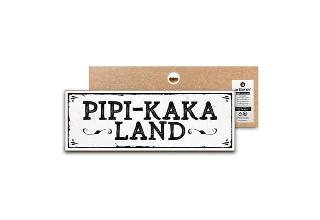 ARTFAVES Holzbild Schild mit Spruch - PIPI-KAKA-LAND - Bad, Badezimmer, WC, Toilette