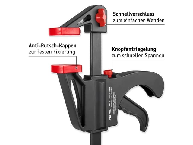 WALTER Spannzwinge Schnellspannzwingen 2er Set, Spannweite 300 mm, Spannkraft von bis zu 120 kg