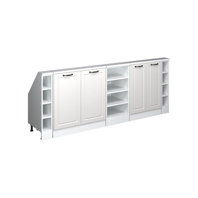 Vicco Unterschrank R-Line, Weiß Landhaus/Weiß, 210 cm 5er Set (5-St)