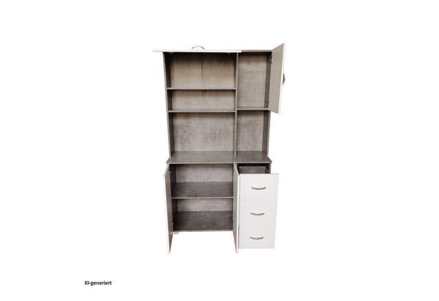 HTI-Living Hochschrank Küchenschrank Beton/Weiß Blanca (Stück, 1-St., 1 Schrank) Küchenbuffet