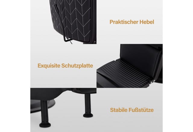 Barberpub Stuhl BarberPub Friseurstuhl Friseureinrichtung 2625 (Schwarz)