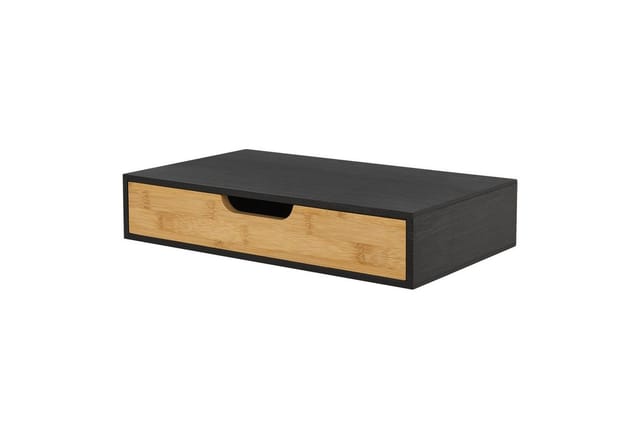 en.casa Wandregal, »Bokn« mit Schublade 40x24x8 cm Bambus Schwarz