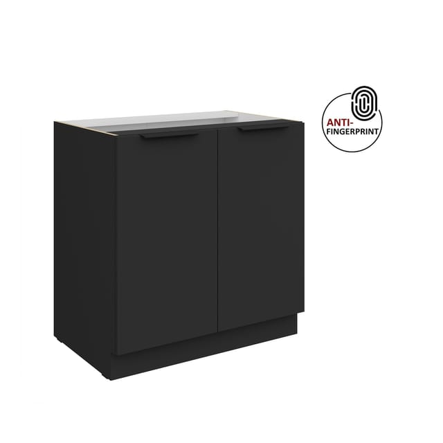 Küchen-Preisbombe Unterschrank 80 cm Küche ARIA Schwarz ultra matt Anti Fingerprint Küchenzeile