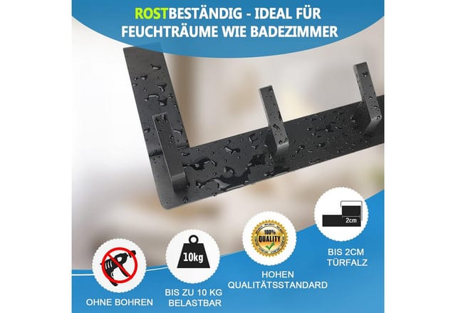 FELIXLEO Türhaken Türhaken Türgarderobe zum Einhängen mit 6 Haken, ohne Bohren, Rostfrei, (1-St)