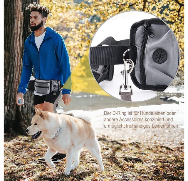 Ledander Leckerlibeutel Leckerlibeutel für Hunde,Bauchtasche für Hunde Zubehör, grau,Freihändige Hüfttasche für Hundetraining & Spaziergang