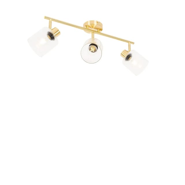 Qazqa LED Aufbaustrahler Laura, ohne Leuchtmittel, Warmweiß, QAZQA Aufbau­spot, e27, gold, Glas, Art Deco