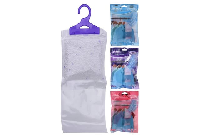 HAC24 Granulat-Luftentfeuchter 3er Set Duft Luftentfeuchter Entfeuchter Kleiderschrank, Tank 0,50 l, zum Aufhängen je 210g Granulat mit 500 ml Beutel