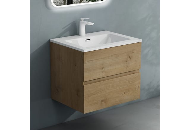 doporro Badmöbel-Set Badezimmermöbel Badezimmer Waschbecken Waschtisch Spiegel Aqualis