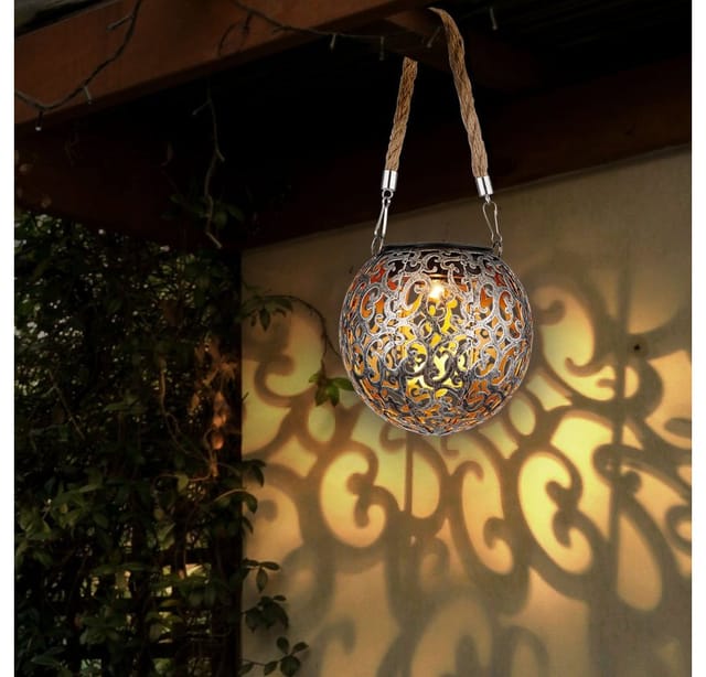 GLOBO LIGHTING LED Solarleuchte, LED-Leuchtmittel fest verbaut, Warmweiß, 2x Solarlampe Hängeleuchte Gartendeko LED
