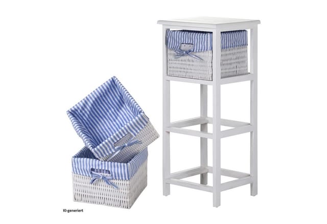 HTI-Living Badregal Praktisches Regal aus Paulowniaholz mit 3 Körben, Stück 1-tlg., Badregal Schubladenkommode