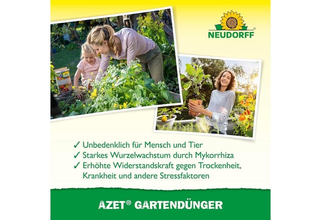 Neudorff Gartendünger Bio Azet GartenDünger 5 kg, organischer Langzeitdünger mit natürlicher Sofort- & Langzeitwirkung, unbedenklich für Mensch und Tier