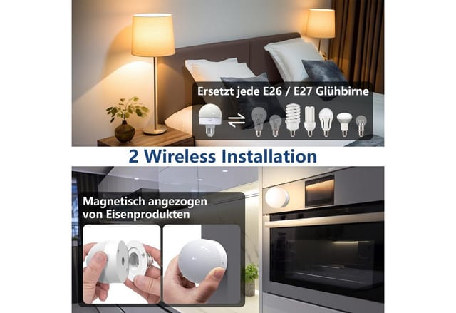 MUPOO LED Nachtlicht LED Glühbirne USB Dimmbar, Schranklicht E27 Akku Aufladbar Batterie, 3 Farben, LED fest integriert, Fernbedienung mit Wiederaufladbare & Timing