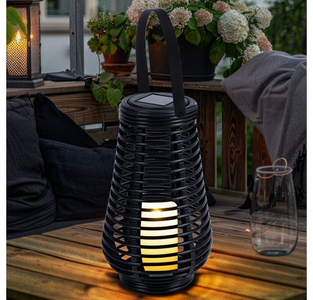 NOWA LED Solarleuchte, LED-Leuchtmittel fest verbaut, Solarlampe Gartendeko Laterne Außenlampe LED Feuereffekt 3er Set
