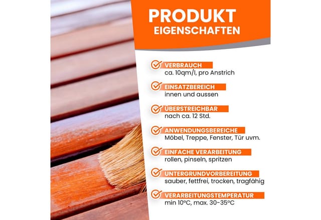BEKATEQ Lack LS-150 1K PU Klarlack Holzlack Parkettlack Möbellack, Holzfarbe ideal für Treppen, Möbel & Boote