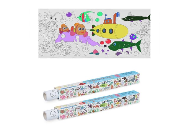 relaxdays Malvorlage Ausmaltischdecken für Kinder 2er Set 3 m (2er Set), Sea Life
