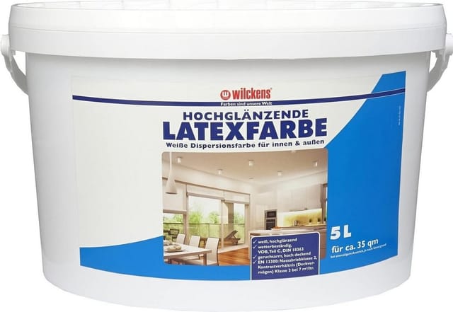 Wilckens Farben Latexfarbe 5 Liter weiße Farbe Latex hochglänzend