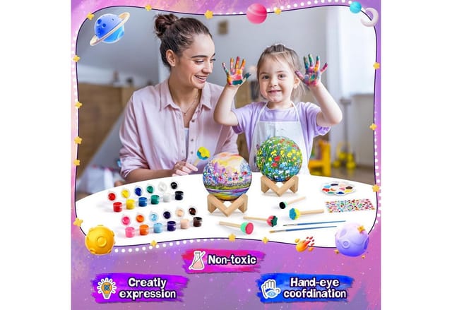 POPOLIC Kreativset Bastelsets für Kinder, DIY 3D-Weltraum-Mondlampe, Kunst und Handwerk, (DIY-Nachtlicht-Malset, Geburtstags- und Ostergeschenke für 10-jährige Mädchen, Künstlerbedarf, 1-tlg), für Kinder im Alter von 6, 7, 8, 9, 10, 11 und 12 Jahren
