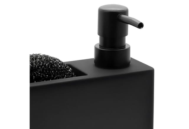 Spetebo Seifenspender schwarz matt nachfüllbar 320 ml mit Schwamm - 16 x 10 cm, (Anzahl, 1-tlg., Stück), Praktische Schwamm-Halterung