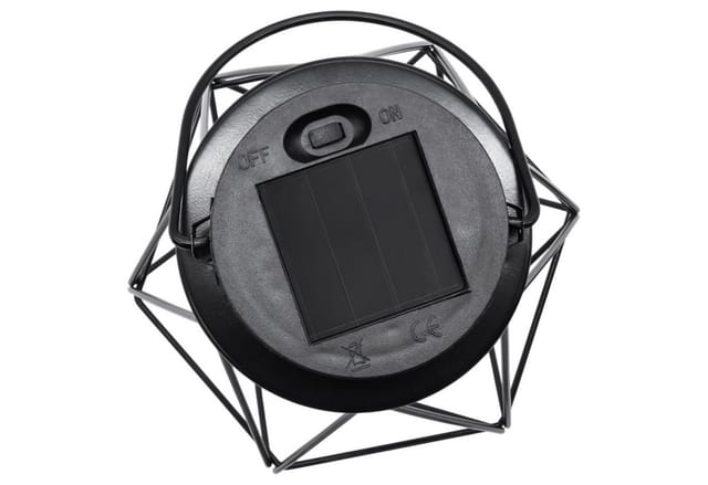 Spetebo LED Laterne Solar Laterne schwarz 18 x 15 cm zum Hängen oder Stellen, der Akku ist austauschbar, LED fest integriert, warm weiß, mit Einschaltautomatik