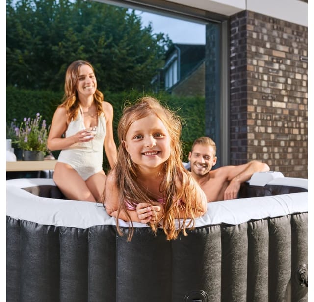 HOME DELUXE Whirlpool DROP inkl. Kissen, Getränkehalter und Sonnendach, für 6 Personen, 130 Luftdüsen, Aufblasbarer Whirlpool