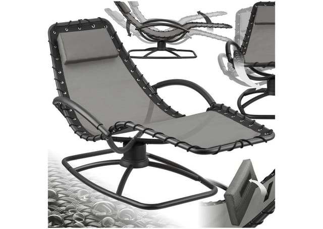 tectake Gartenliege ergonomische Kippliege, 77 x 170 x 83 cm, 120 kg Belastbarkeit, Sonnenliege Toulon, 1 St., in grau, bequeme Schaumstoffpolsterung, atmungsaktiv, wasserabweisend