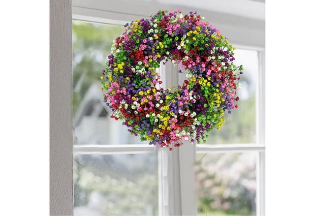 Kunstkranz Türkranz Ganzjährig Außen Deko, Künstlicher Blumenkranz Deko, Agger, für Haustür,Frühling Sommer Außen Türkranz Modern Deko