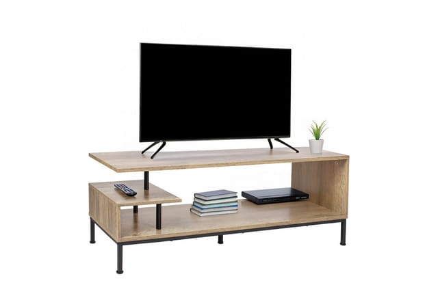relaxdays TV-Bank TV Lowboard bis 55 Zoll, Holzoptik