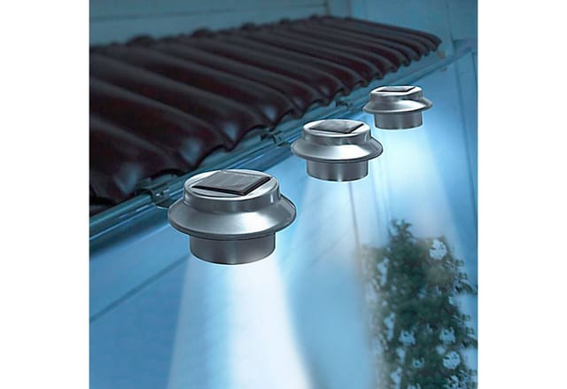 BURI Gartenleuchte LED Dachrinnenleuchten 3er-Set aus Edelstahl Zaunleuchte Wegelicht