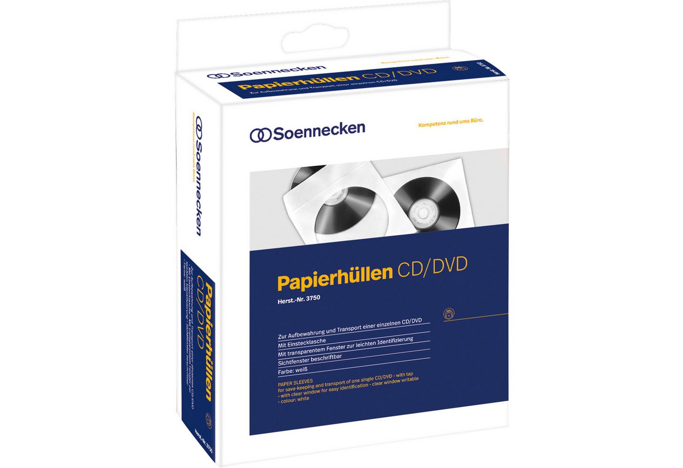 Soennecken Aufbewahrungsbox CD/DVD Hülle 03750 mit Fenster Papier weiß 100 Stück Bild 2