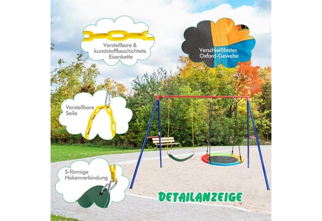 COSTWAY Doppelschaukel, (1-tlg), 2er Set Kinderschaukel, Nestschaukel, bis 150 kg belastbar