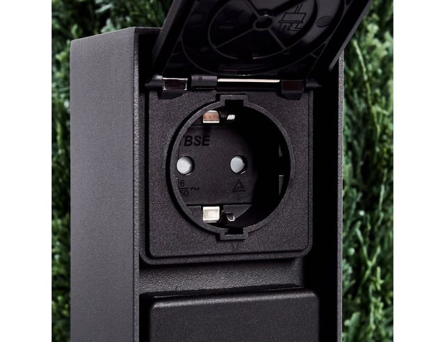 hofstein Gartenleuchte »Ruscio« Steckdose, Leuchte aus Metall/Kunststoff in Anthrazit/Schwarz, Steckdose mit 3 Anschlüssen, 3xmax. 3680 Watt, 230 V