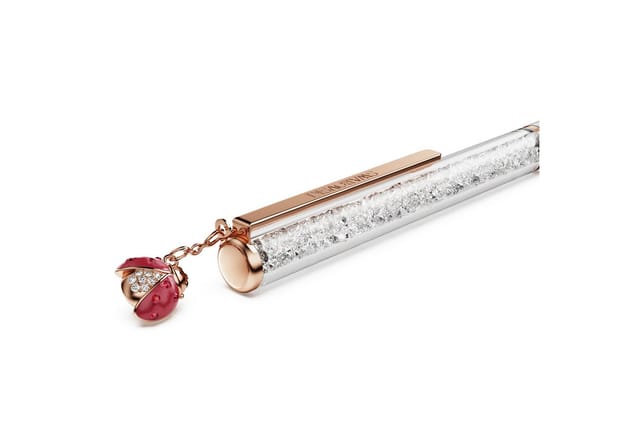 Swarovski Drehkugelschreiber Schreibgerät Geschenk CRYSTALLINE mit Marienkäfer-Charm, mit Swarovski® Kristallen