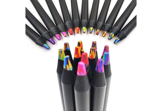 FOUORTUNATE-BEE Buntstift 12 Stück Farbstifte Buntstifte Schwarze Hölzerne Mehrfarbige Stifte, (Art Supplies für Zeichnung Färbung), Einschulung Mädchen Junge