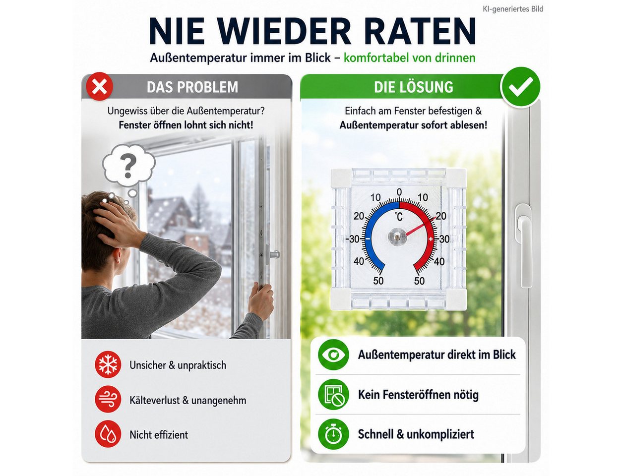 Testrut Gartenthermometer Fensterthermometer Thermometer Fenster Außenthermometer, 1-tlg. Bild 4