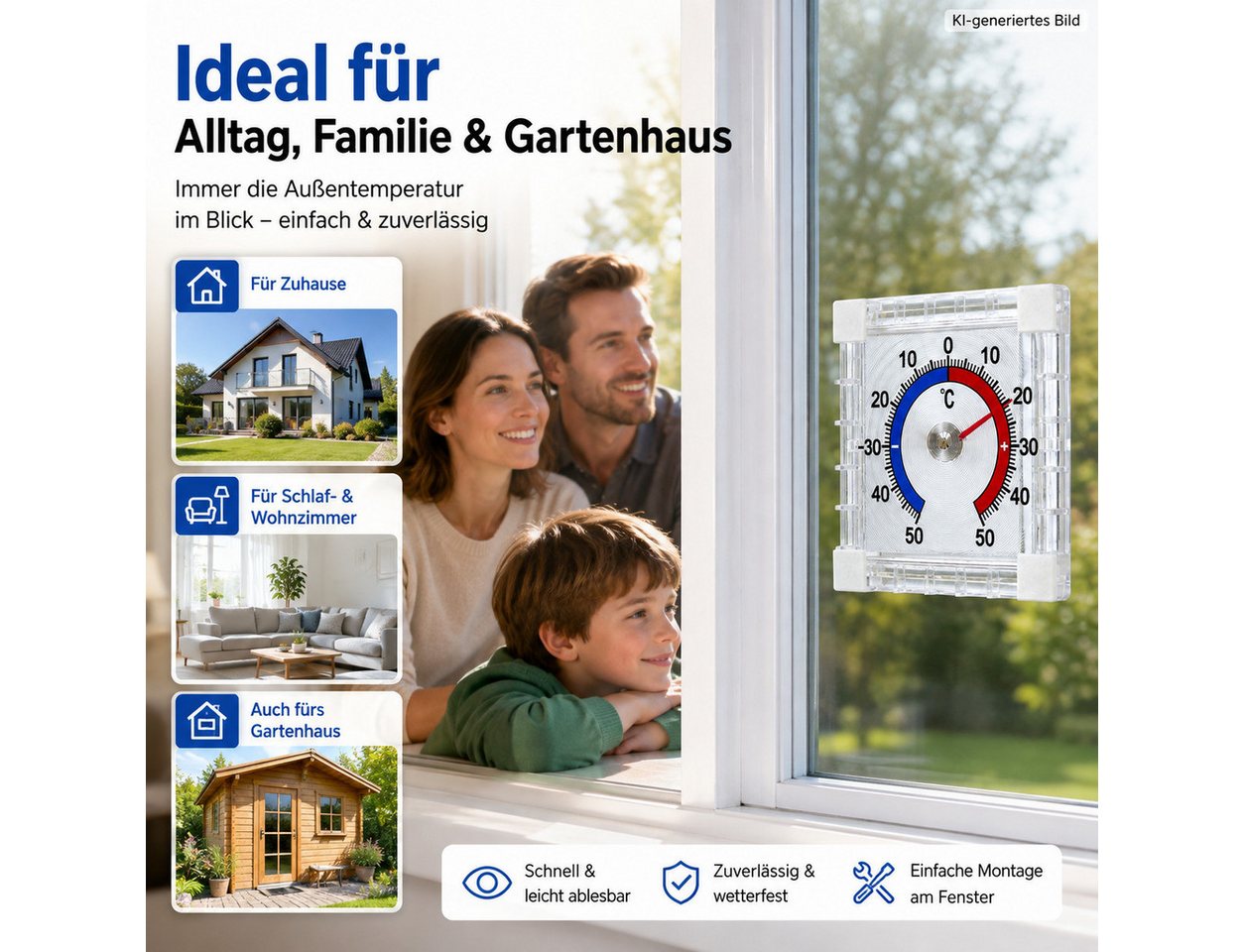 Testrut Gartenthermometer Fensterthermometer Thermometer Fenster Außenthermometer, 1-tlg. Bild 5