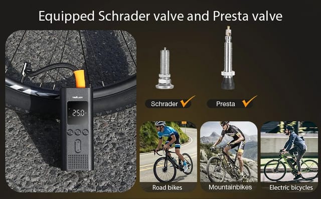 Athlix Fahrradpumpe Elektrische Fahrrad Pumpe Reifen Inflator Auto Bike Tragbar, bis zu 150 psi (10 bar), integrierte Taschenlampe
